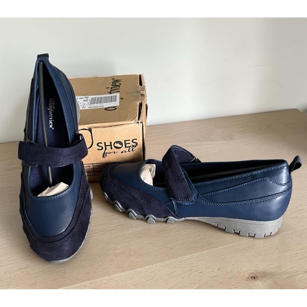 Comfortview Women's Basil Mary Jane Sneaker Shoes Navy Blue SIZE‎ 9.5 WIDE